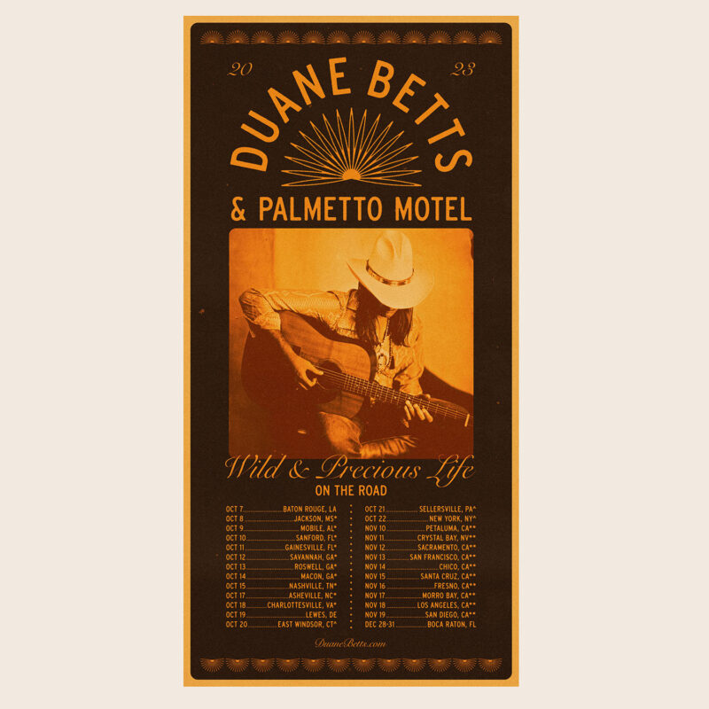 Duane Betts - Wild & Precious Life On The Road (Fall 2023) Tour Poster
